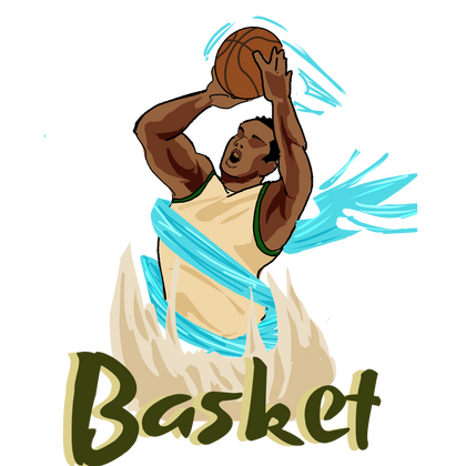 Ilustrasi pemain basket melakukan tembakan